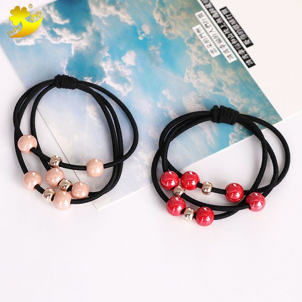 

xinyun 15pc korean sweet style of elastic hair bands trend and cute for women bridal hair accessories colorful beads hairwear