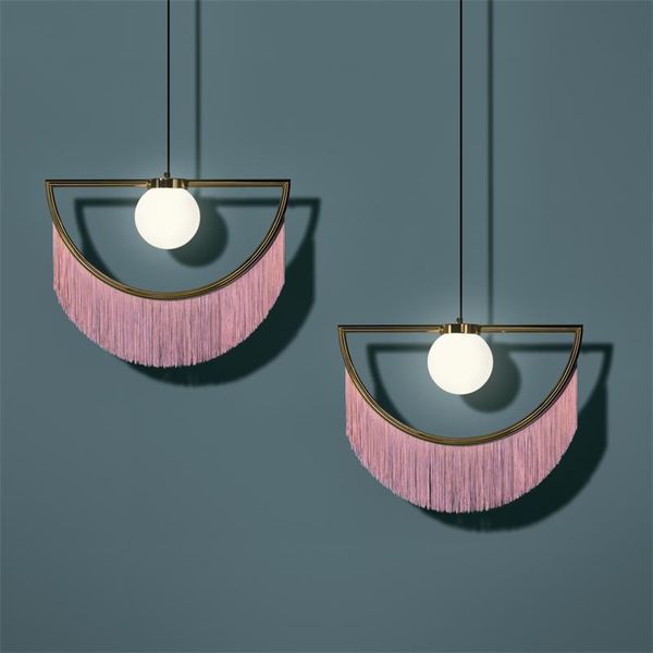 

2020 ins nordic creative tassels half-round hanging lamp window dressing bedside decorate lamp designer led pendant light