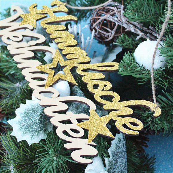 

creative gift hollow-out letter flash hanging wood craft gift christmas decoration door plate