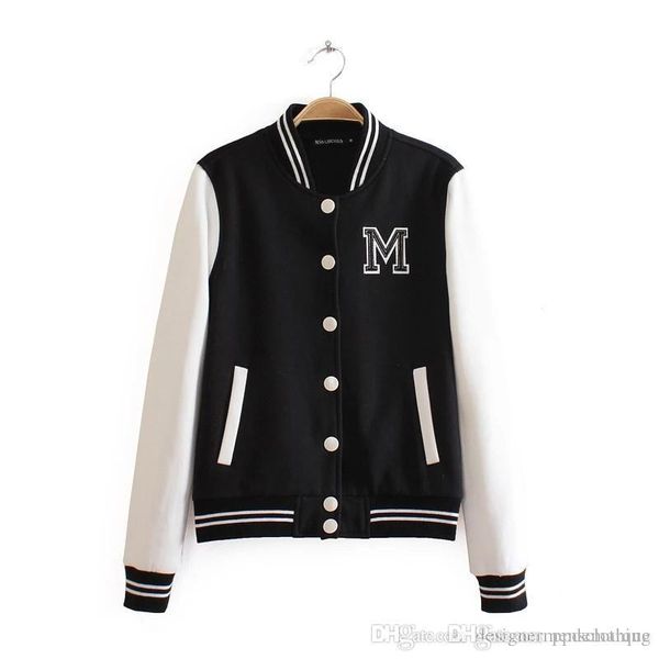 

baseball women jackets autumn striped printed long sleeve stand collar ladies coats cardigan loose female, Black;brown