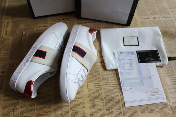 

fashion designer casual ace shoes red and black jacquard stripe elastic tape bee tiger green red stripesneakers