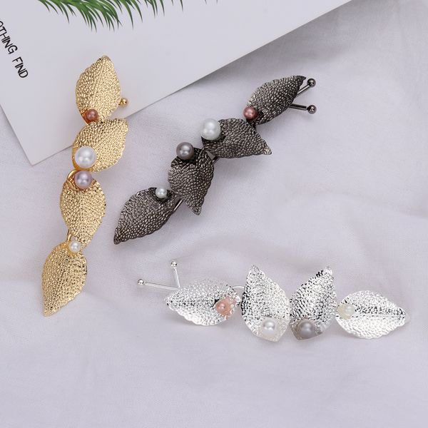 

1 pcs fashion retro leaves pearls hair clip hairpin barrette bobby pins women hair styling accseeories