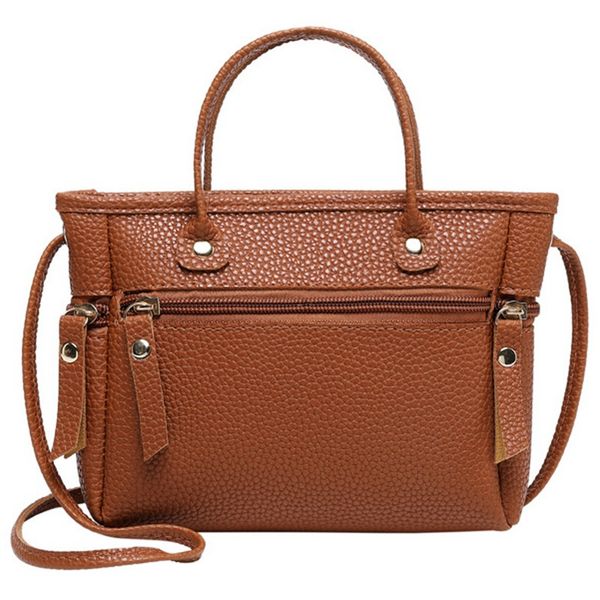 

handbag fashion new quality pu leather ladies bag contrast ladies handbag shoulder messenger bag messenger coffee color