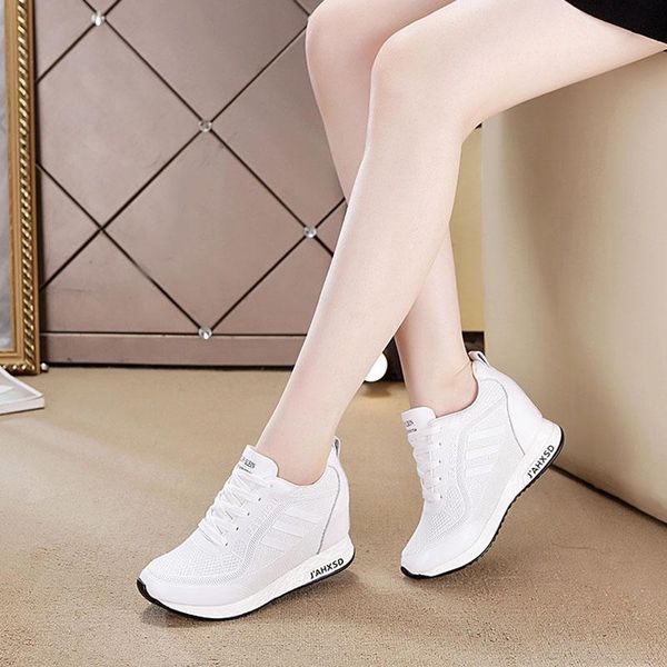 

casual shoes high breathable mesh fashion casual sports wind slope with increased height single shoes, Black;white