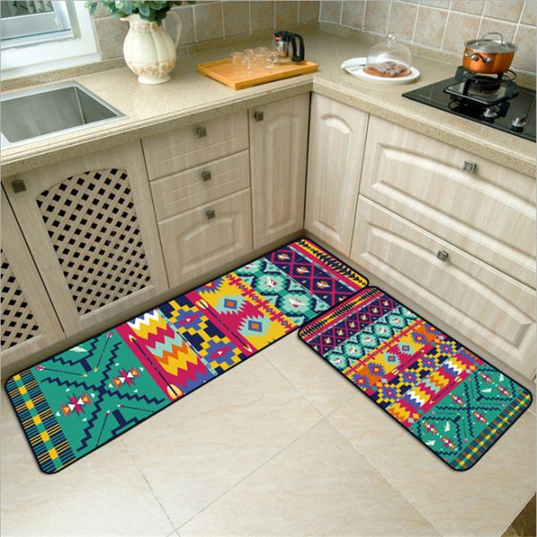 

aovoll fashion ethnic style green bohemian geometric line kitchen rug kitchen mats for floor bedroom rugs carpet kids room