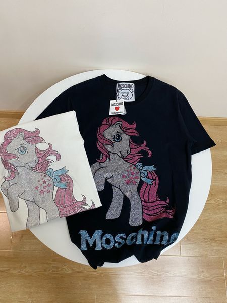 

20ss luxurious brands design moschinos drilling horse tee shirt men women streetwear sweatshirt outdoor t-shirts, Gray;blue