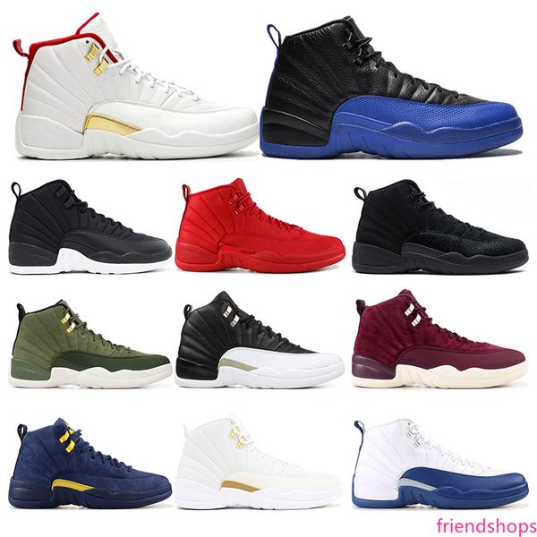 

2019 new arrivel basketball shoes for mens 12s fiba game royal gym red flu game nylon mens trainers sports sneaker size 7-13