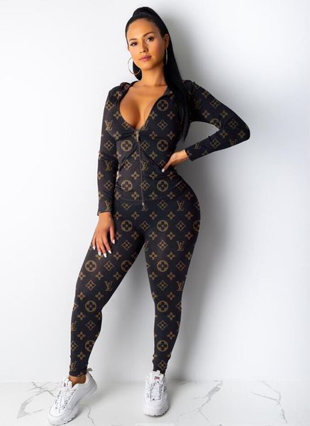 

two styles print tracksuits women two piece set new design hooded collar and tight pants suit jogger set casual 2pcs sports suit s-xxl, Gray