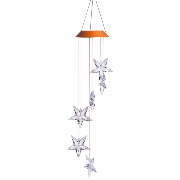 

portable hanging led outdoor lamp solar powered wind chime light waterproof color changing garden plastic mobile decorative