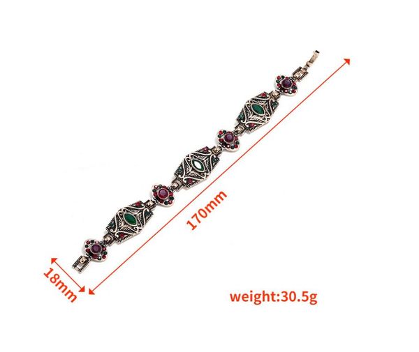 

new european and american fashion trend personality big round gemstone lady alloy accessories bracelet inlaid with white diamond colour resi, Black