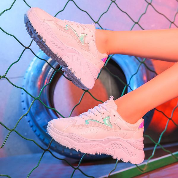 

women shoes 2019 fashion chunky sneakers women vulcanized shoes white sneakers tenis feminino platform dad female krasovki, Black