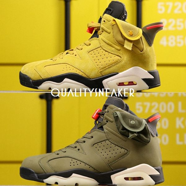 

travis scotts x 6s mens basketball shoes 3m ts medium olive green designer sports sneakers tinker cactus jack baskets jumpman 6, White;red
