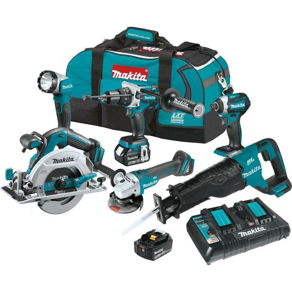 

6-Pc Молоток Driver дрель Ножовочная пила ЦО пила Grinder фонарик Kit Set