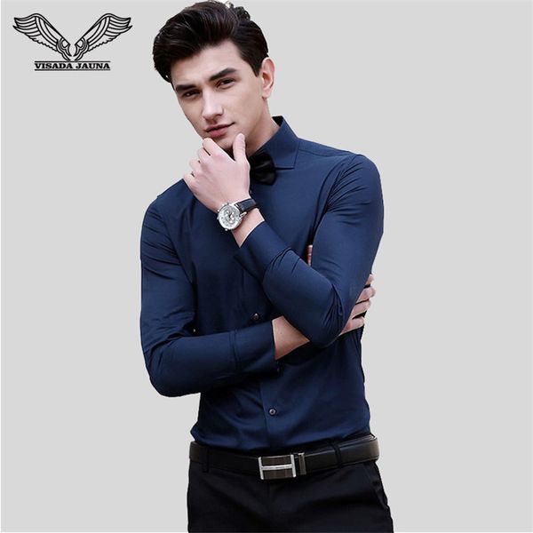 

da jauna men shirt solid color fashion style long sleeve casual male brand clothing social chemise homme plus plus 5xl n1194, White;black