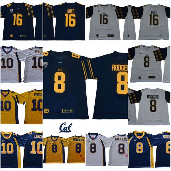 

2018 new ncaa california golden bears #16 jared goff #8 aaron rodgers college football jersey stiched #10 marshawn lynch cal bears jersey, Black;red