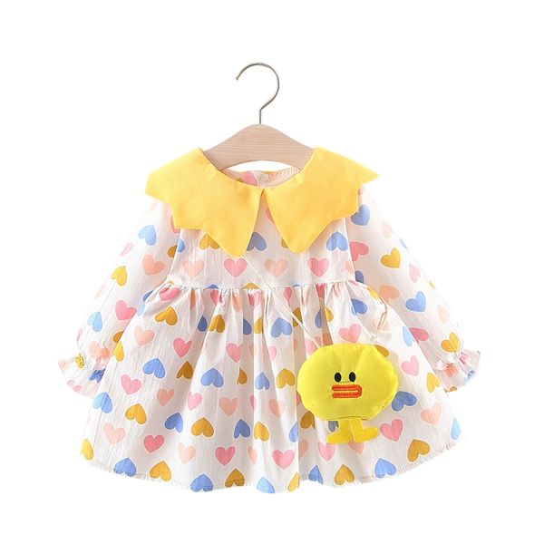 

infant clothing for casual baby dresses girl lovely toddler kids long sleeve print birthday dress newborn cotton princess dress, Red;yellow