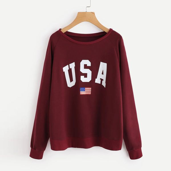 

hoodies womens casual usa solid long sleeve print sweatshirt hooded pullover blouse moletom feminino womens hoodies, Black