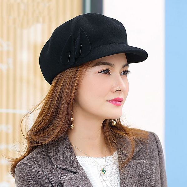

100% australia wool women's fedora hat newsboy hats for classic wool felt hat 2019 new autumn winter, Blue;gray
