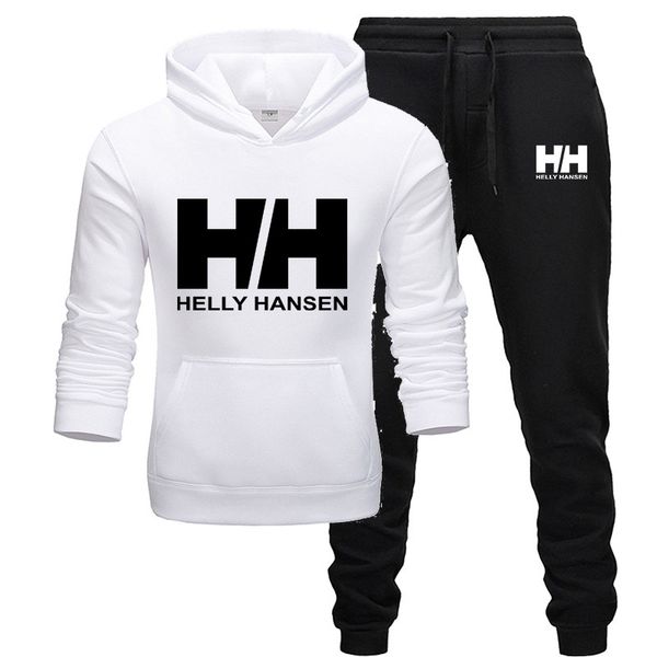 

new 2-piece men's sports suit men's sports brand clothing+casual pants, Black