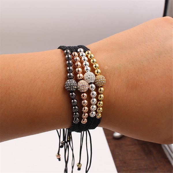 

copper beads weave micro churn drill the ball bracelet bracelet hand string jewelry, Golden;silver