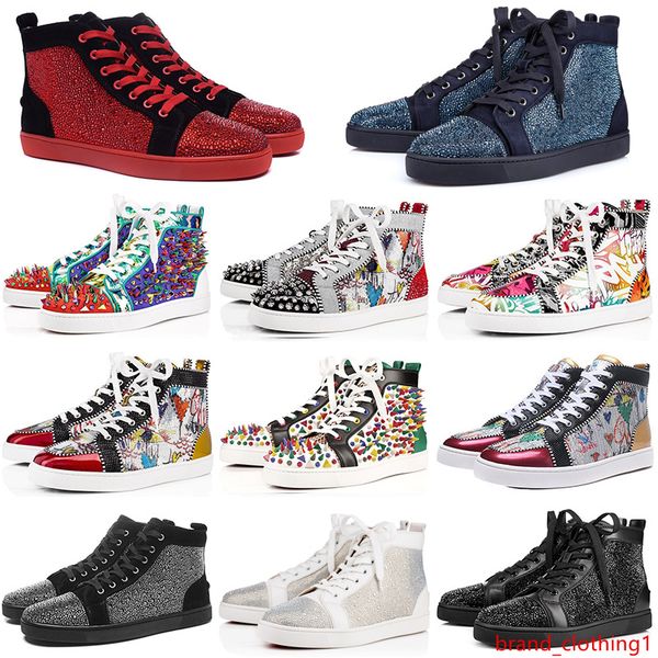 

red fashion designer luxury studded spikes flats shoes bottom shoes for men and women brand party lovers genuine leather sneakers 36-48