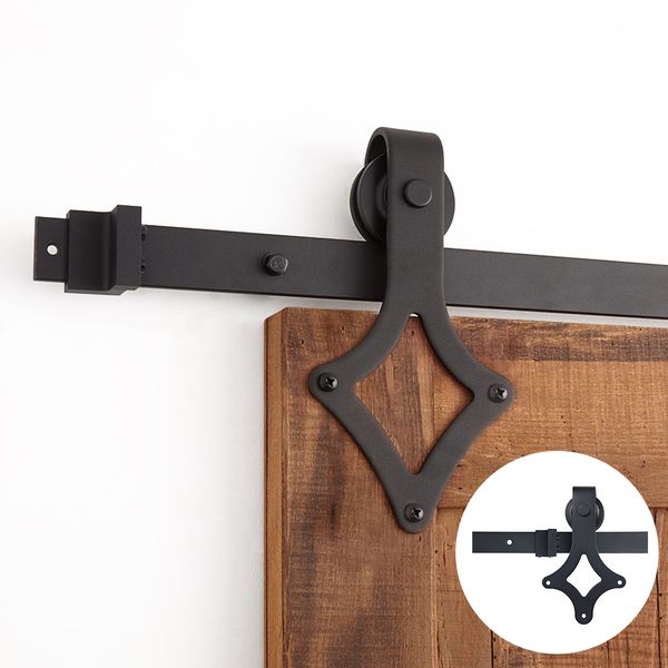 

4.9ft/6ft/6.6ft black rustic carbon steel diamond sliding barn door hardware