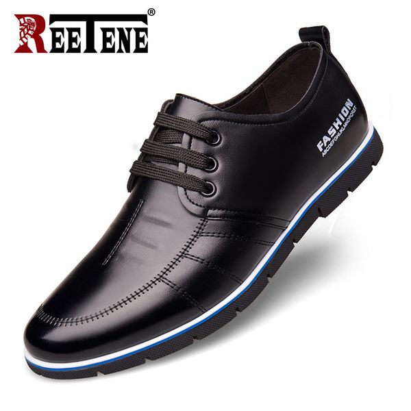 

men casual sheos 2020 new leather flat shoes men fashion lace up work men's shoes spring autumn comfort, Black