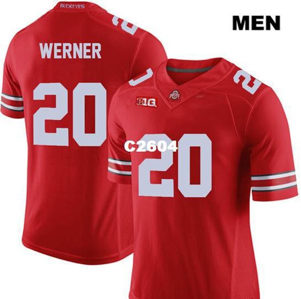 

men ohio state buckeyes pete werner #20 real full embroidery college jersey size s-4xl or custom any name or number jersey, Black;red