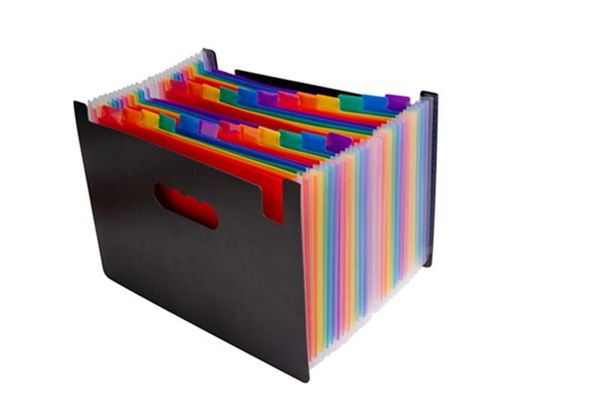 

24 pockets expanding file folders portable accordion a4 expandable file organizer large capacity multicolor stand business filing box