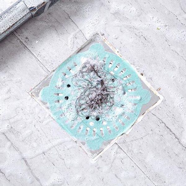 

5pcs filter screens, disposable drain sticker hair filter floor drain sink bathroom, non-woven fabric anti-block
