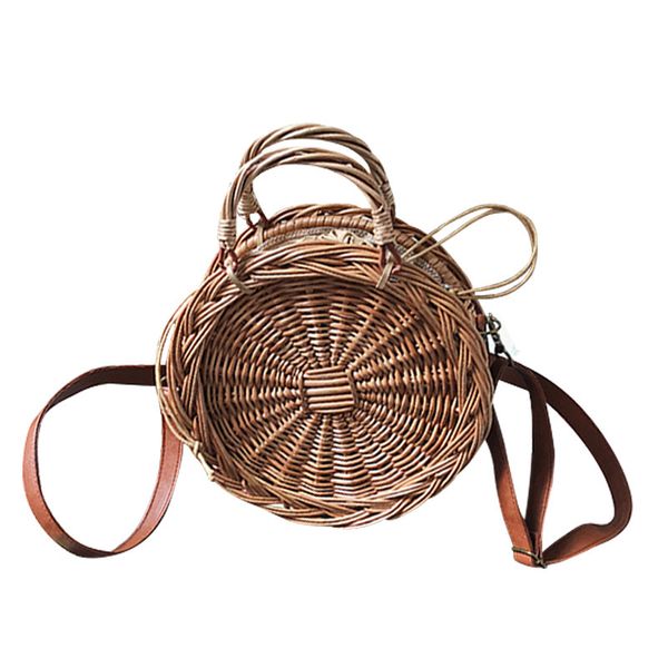 

rattan bags for women 2019 straw shoulder bag beach bag round meaaenger bags