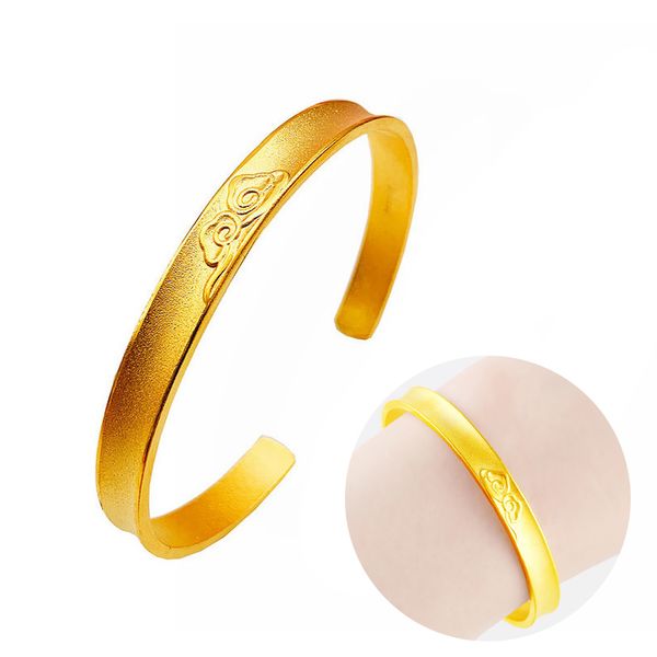 

auspicious cloud gold color matte bracelets for women open bangles, Black