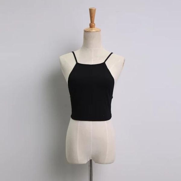 

casual summer fashion women elastic cotton tie back camis tied strap crop backless tank cross camisole quality, White