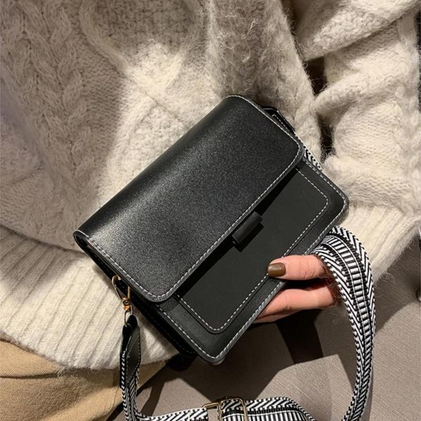 

contrast color leather crossbody bags for women 2020 travel handbag fashion simple shoulder messenger bag ladies cross body bag