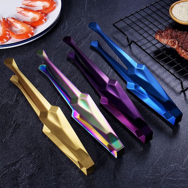 304 Stoviglie per ristoranti in acciaio inossidabile Pinza per barbecue coreana Morsetto per bistecche per pane Clip per alimenti BBQ Prese per barbecue Clip per pasti