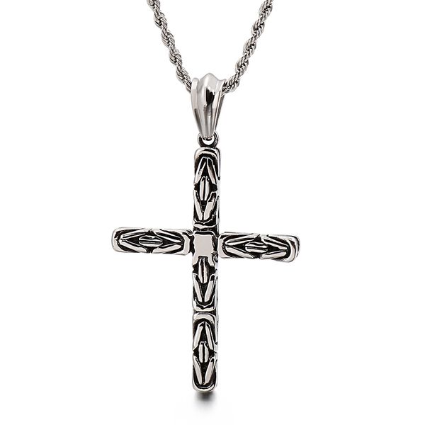 

vintage stainless steel casting solid cross pendant mens chain necklace 22, Silver