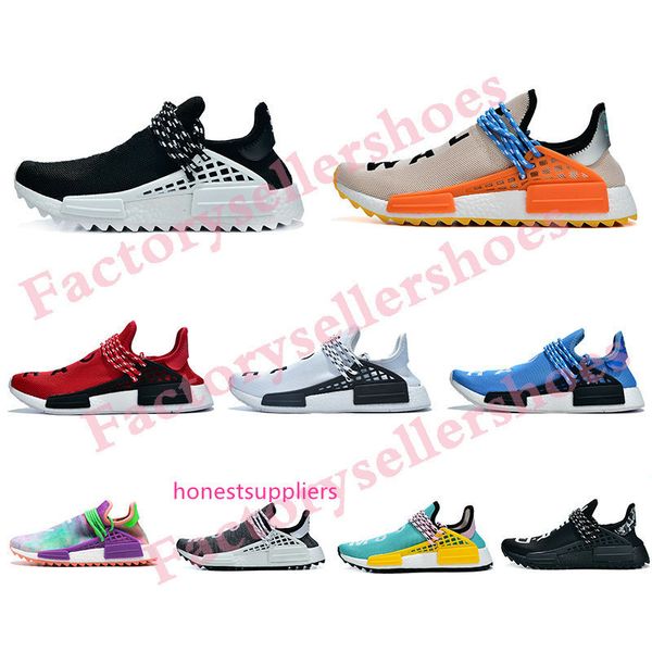 

pw human race hu trail x men running shoes pharrell williams nerd black white cream tie dye sun glow womens trainers sports sneakers