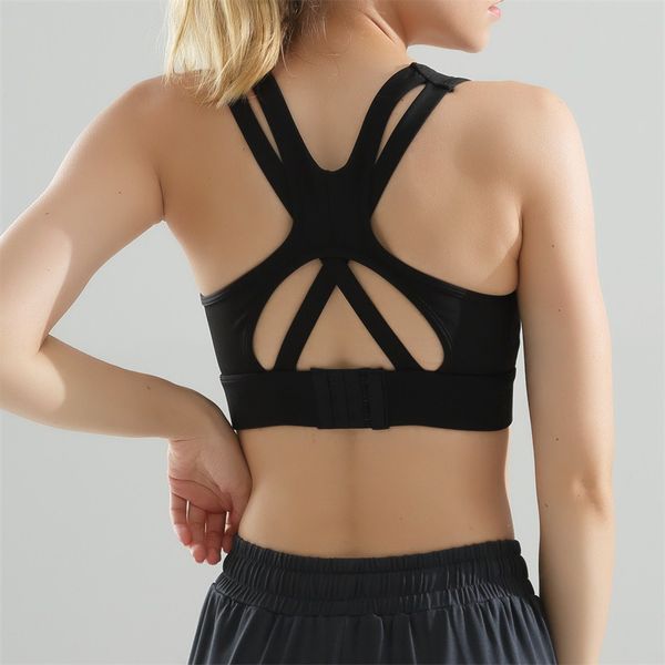 

new shockproof sports bra gather anti sagging stereotypes yoga tank beauty back training fitness underwear, White;black