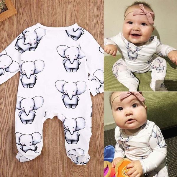 

cute newborn baby boy girl cotton clothes babies little elephant romper jumpsuit outfits clothing, Blue