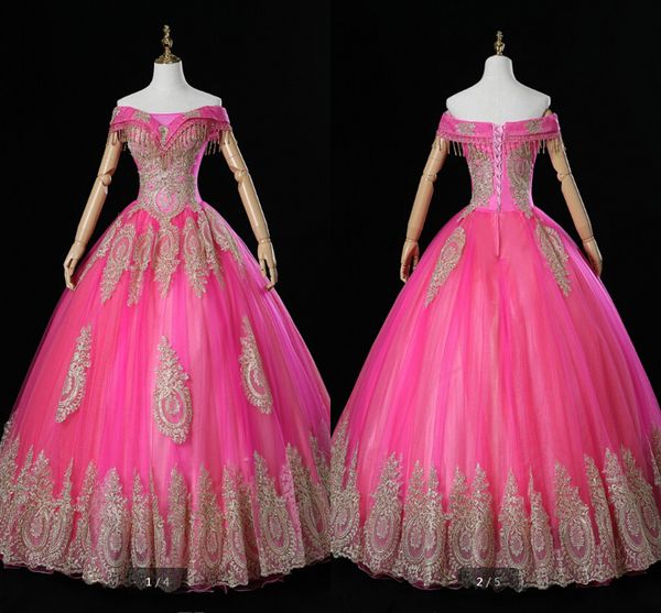 

2020 princess beading prom quinceanera dresses off the shoulder gold applique lace beaded bandage party dress long evening vestidos de novia, Black