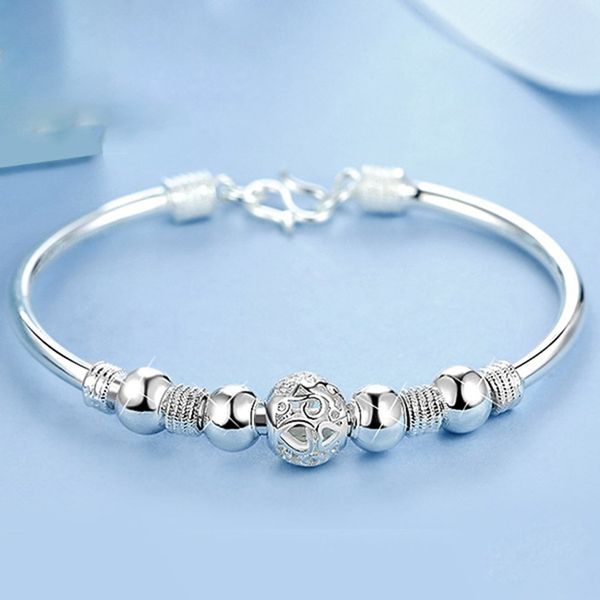 

trendy transfer luck beads bracelet pure silver for women female loves gift delicate jewelry accessories, Black