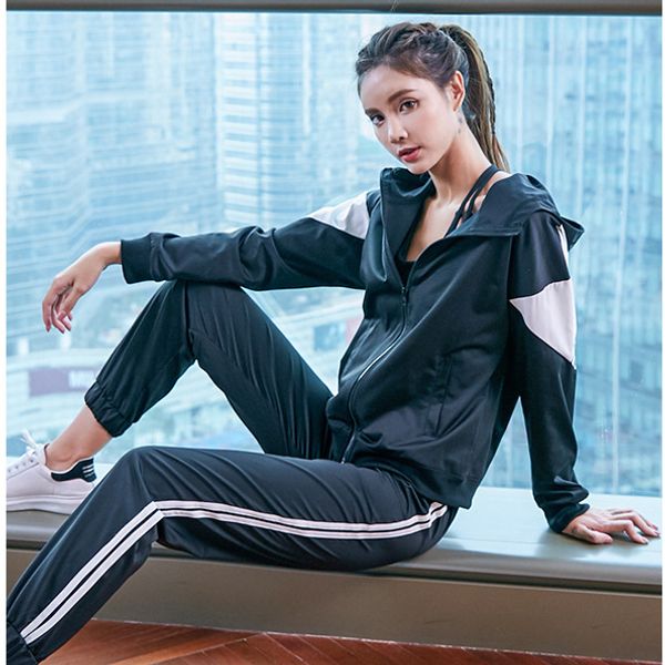 

women's tracksuits women s clothing 2 piece set long sleeve designer jumpsuits fashion zipper stitching yoga sports casual women street, Gray