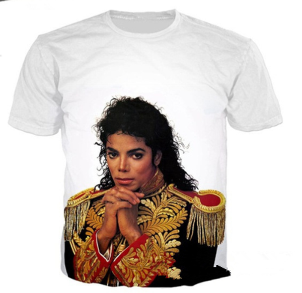 

new king of rock and roll michael jackson t shirt men women funny 3d print summer short sleeve o neck crewneck casual a80, White;black