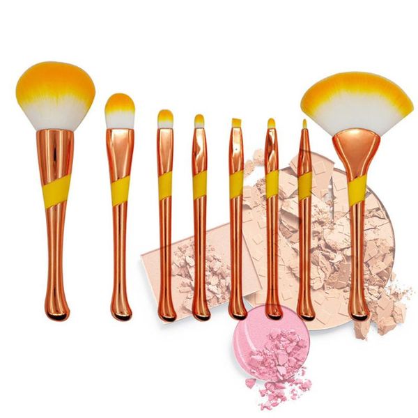 

8pcs/set makeup brush kit foundation brush blending face powder blush concealers eye shadows make up brushes kit(golden)