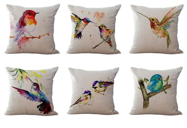 

симпатичные птицы наволочка подушки крышки белье хлопок бросьте наволочки декор дома кровать декоративные подушки охватывает 6 цветов беспош