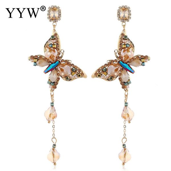 

butterfly shape wedding drop earrings for women sparking rhinestone dangle earrings pendientes for women fashion brincos gifts, Silver