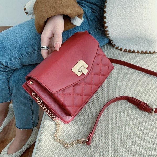 

fashion soft pu leather chain lattice crossbody shoulder bags women ladies 2020 small purses and handbags