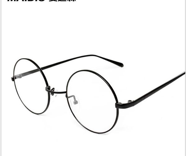 

new metal round retro frame, men and women, flat glasses, White;black