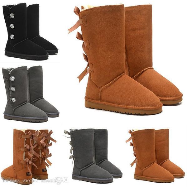 

winter tall boots wgg bowtie crystal women s australia classic fashion brand knee half boots black grey chestnut women girl snow boots