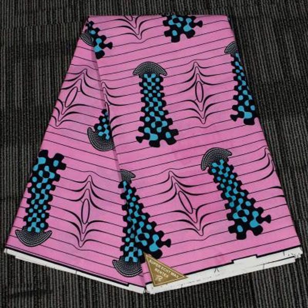 Neuer Polyester-Wachs-Druckstoff, rosa Farbe, Ankara, neues Binta-Echtwachs, hochwertiger 6 Yards afrikanischer Stoff für Partykleid